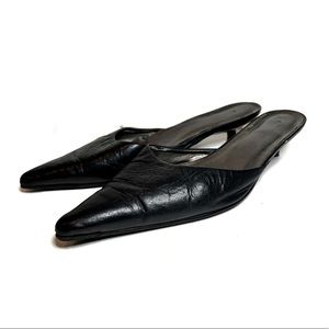 FINE GENUINE PELICA LEATHER KITTEN HEELS MULE/COURT SHOES